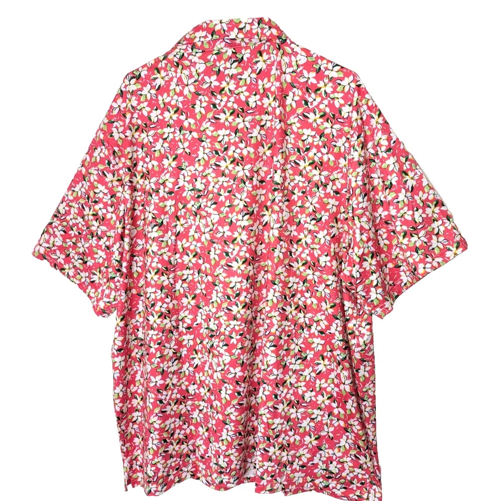 Mens Golf Polo Shirt Moisture Wicking 3XL Pink White Plumeria Polo hirt - Picture 5 of 9